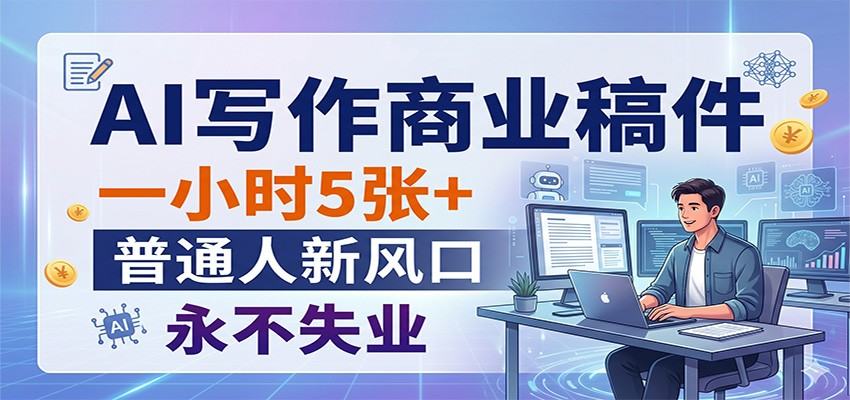 AI写作商业稿件，一小时5张+，普通人新风口，永不失业-新时光资源网