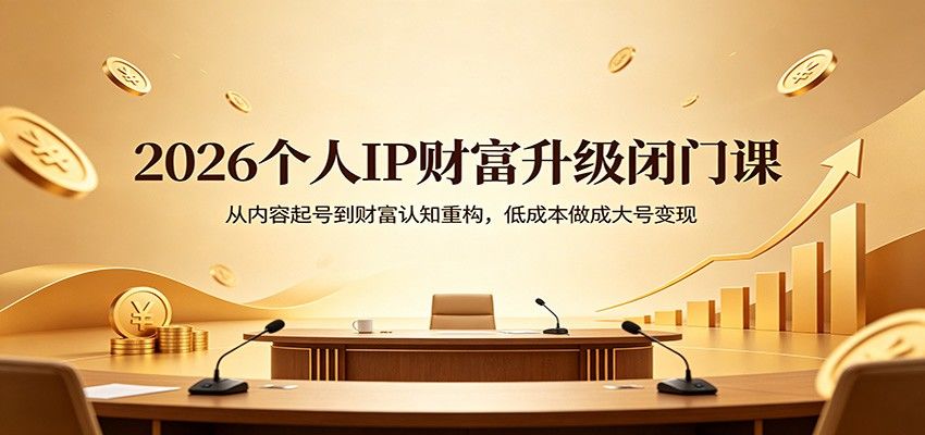 2026个人IP财富升级闭门课：从内容起号到财富认知重构，低成本做成大号变现-新时光资源网