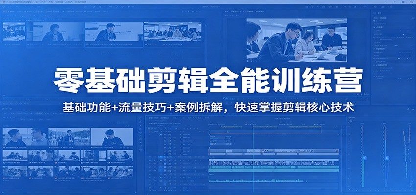 零基础剪辑全能训练营：基础功能+流量技巧+案例拆解，快速掌握剪辑核心技术-新时光资源网