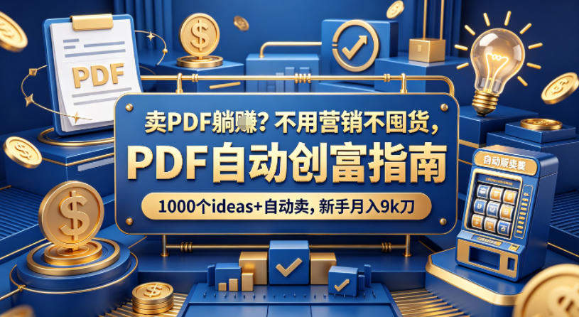 卖PDF躺賺？不用营销不囤货，PDF自动创富指南，1000个ideas+自动卖，新手月入9k刀【原创双语字幕】-新时光资源网