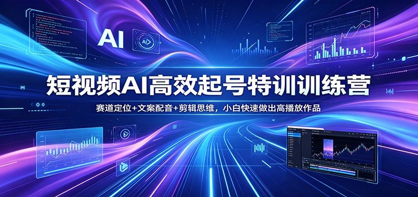 短视频AI高效起号特训训练营：赛道定位+文案配音+剪辑思维，小白快速做出高播放作品-新时光资源网