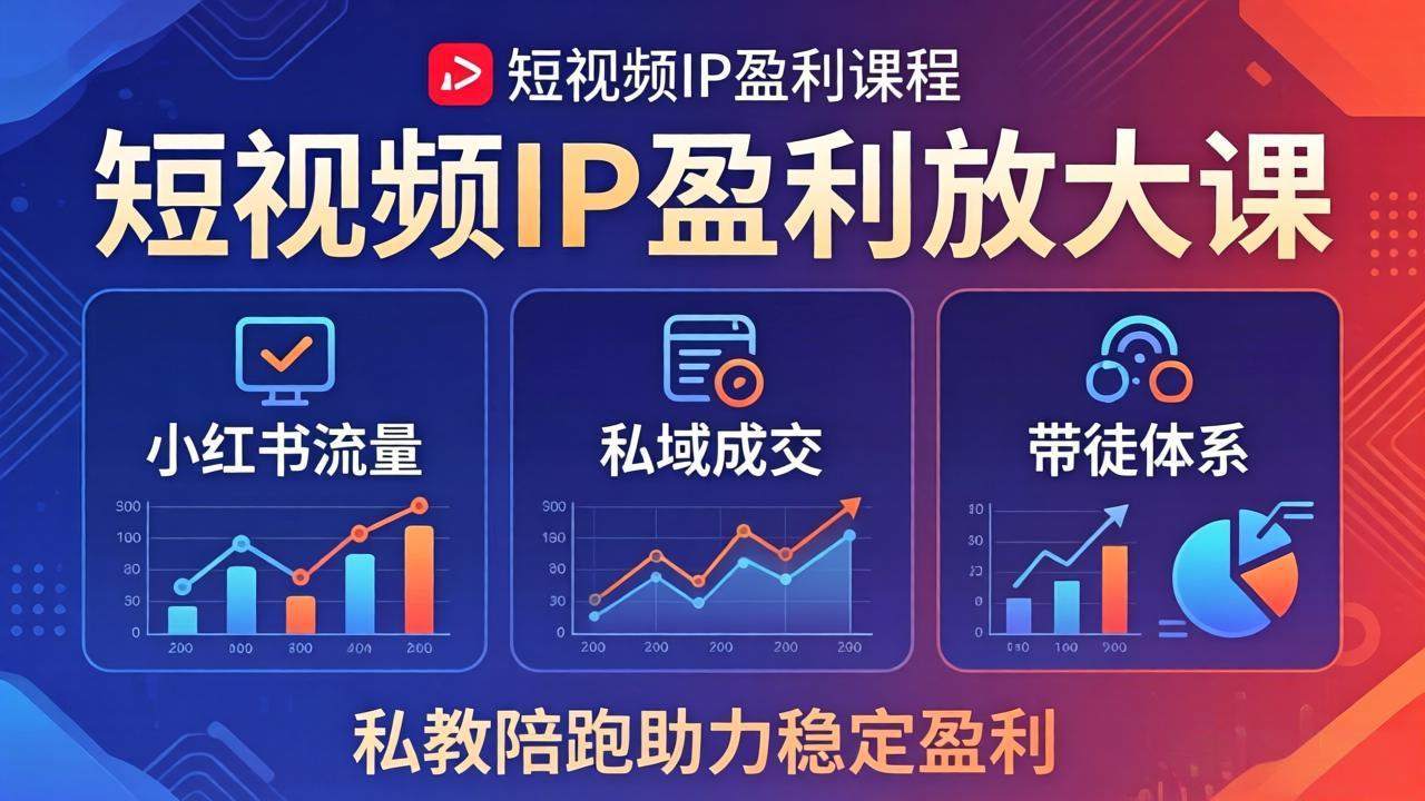短视频IP盈利放大课：小红书流量+私域成交+带徒体系，私教陪跑助力稳定盈利-新时光资源网