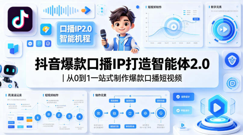抖音爆款口播IP打造智能体2.0｜从0到1一站式制作爆款口播短视频-新时光资源网
