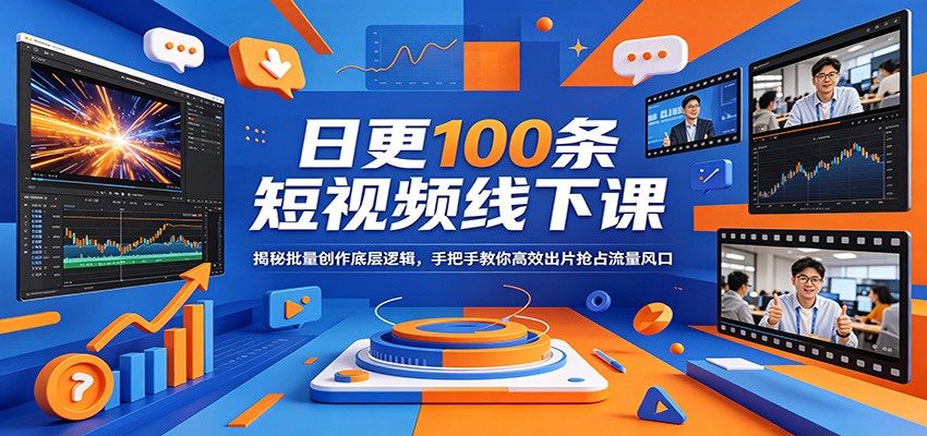 日更100条短视频线下课：揭秘批量创作底层逻辑，手把手教你高效出片抢占流量风口-新时光资源网