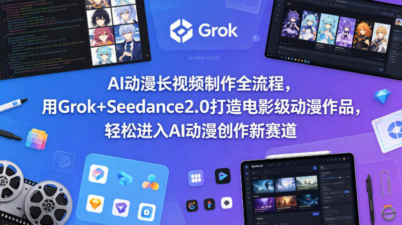 AI动漫长视频制作全流程，用Grok+Seedance2.0打造电影级动漫作品，轻松进入AI动漫创作新赛道-新时光资源网
