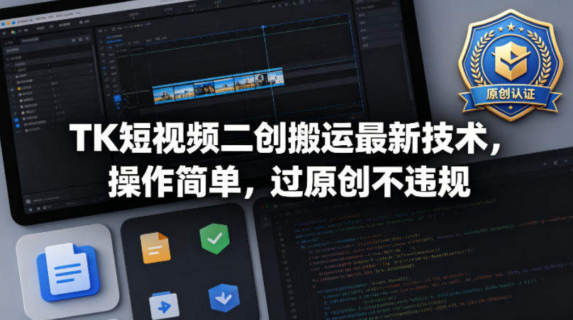 TK短视频二创搬运最新技术，操作简单，过原创不违规-新时光资源网