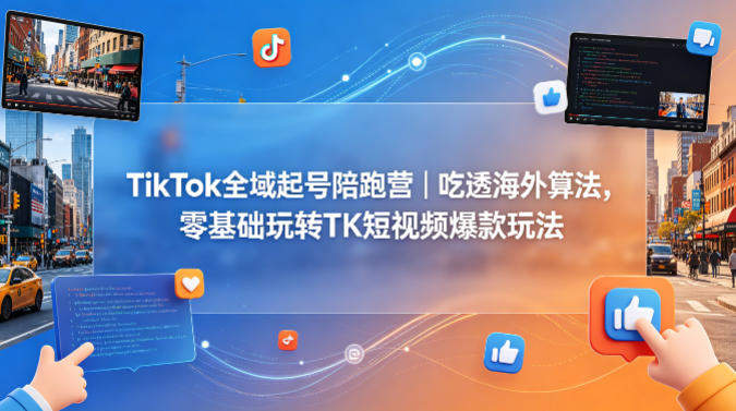TikTok全域起号陪跑营｜吃透海外算法，零基础玩转TK短视频爆款玩法-新时光资源网