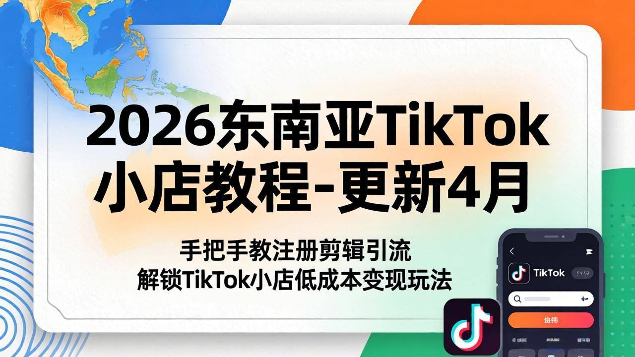 2026东南亚TikTok小店教程-更新4月，手把手教注册剪辑引流，解锁TikTok小店低成本变现玩法-新时光资源网