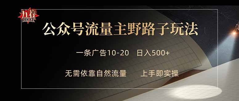 公众号流量主野路子玩法 单条广告10-20元 日入500+-新时光资源网