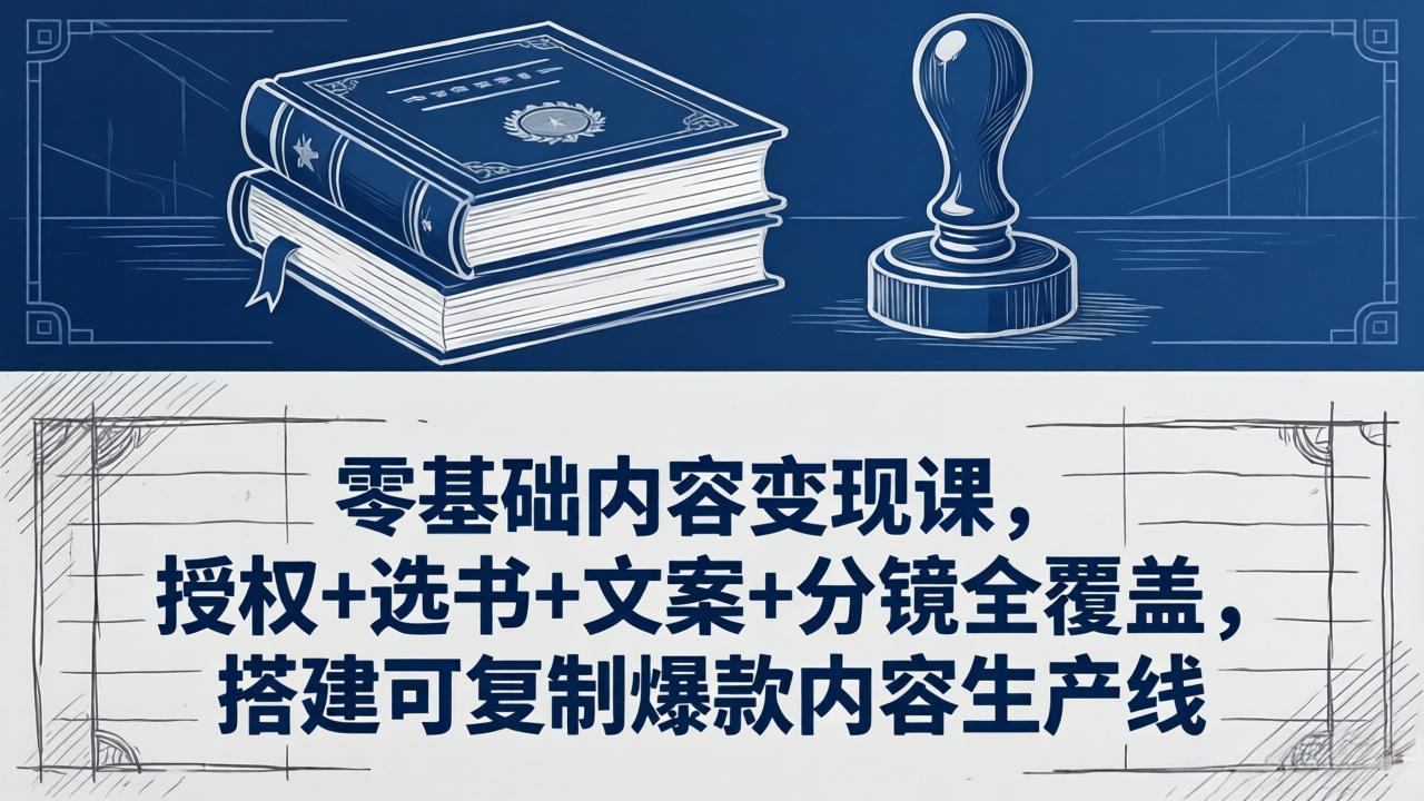 零基础内容变现课，授权+选书+文案+分镜全覆盖，搭建可复制爆款内容生产线-新时光资源网