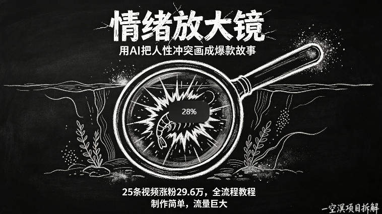 AI制作“情绪放大镜“视频，25条视频涨粉29.6W粉，流量巨大，制作简单，全流程教程-新时光资源网