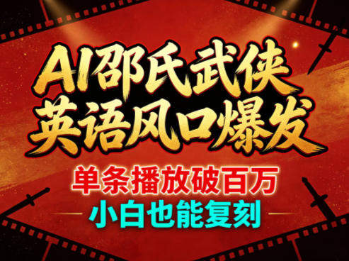 AI邵氏武侠英语风口爆发，单条播放破百万，小白也能复刻-新时光资源网