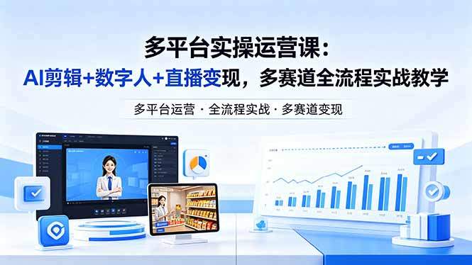 某团队多平台实操运营课-更新26年4月29：AI剪辑+数字人+直播变现，多赛道全流程实战教学-新时光资源网