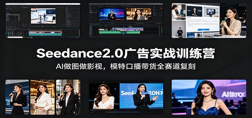 Seedance2.0广告实战训练营：AI做图做影视，模特口播带货全赛道复刻-新时光资源网