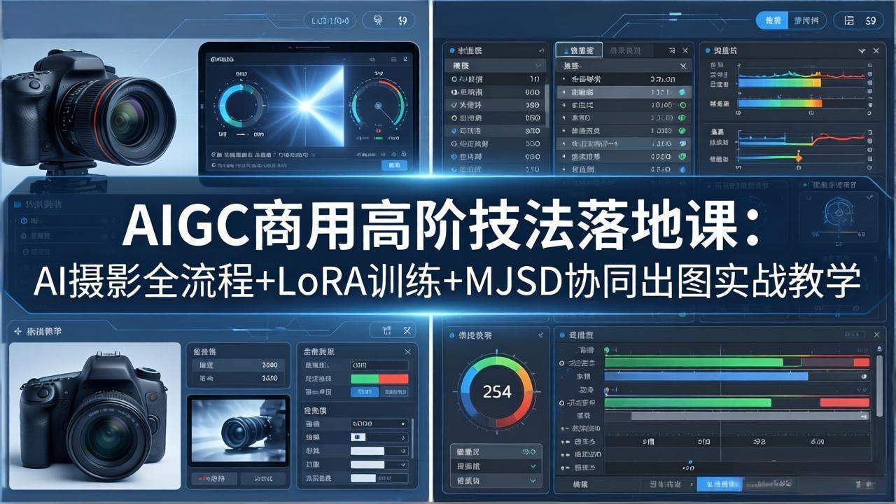 AIGC商用高阶技法落地课：AI摄影全流程+LoRA训练+MJSD协同出图实战教学