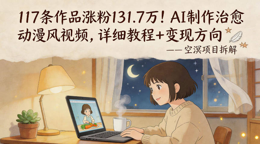 117条作品涨粉131.7W！AI制作治愈动漫风视频，详细教程+变现方向-新时光资源网