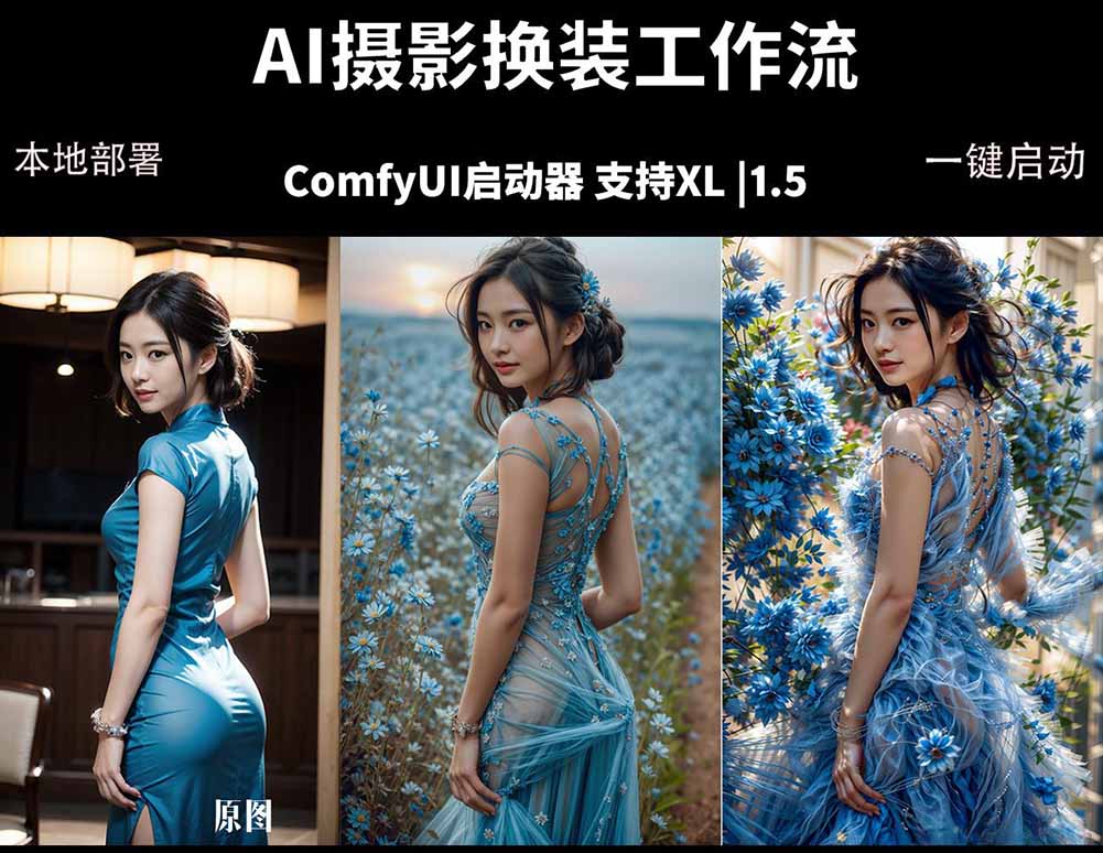 ComfyUI人像写真摄影工作流：本地一键部署，换装换场景换脸全搞定，影楼效率翻倍-新时光资源网