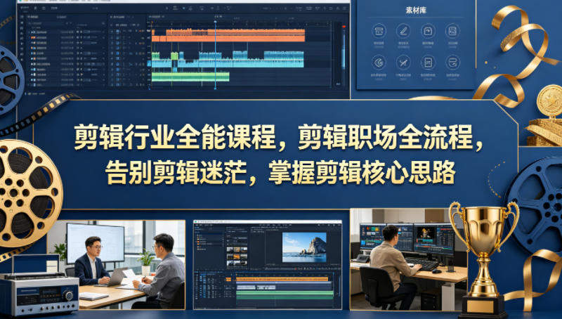 剪辑行业全能课程，剪辑职场全流程，告别剪辑迷茫，掌握剪辑核心思路-新时光资源网