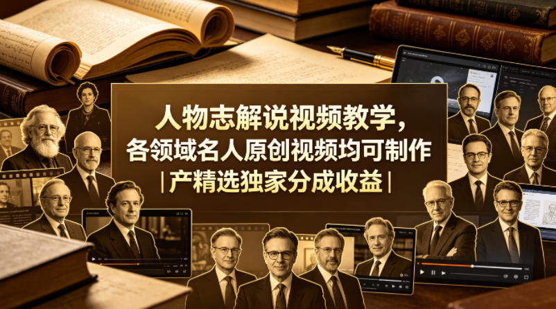 人物志解说视频教学，各领域名人原创视频均可制作丨精选独家分成收益(更新0430)-新时光资源网