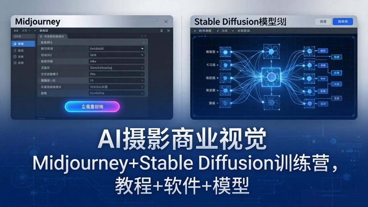 AI摄影商业视觉Midjourney+Stable Diffusion训练营，教程+软件+模型-新时光资源网