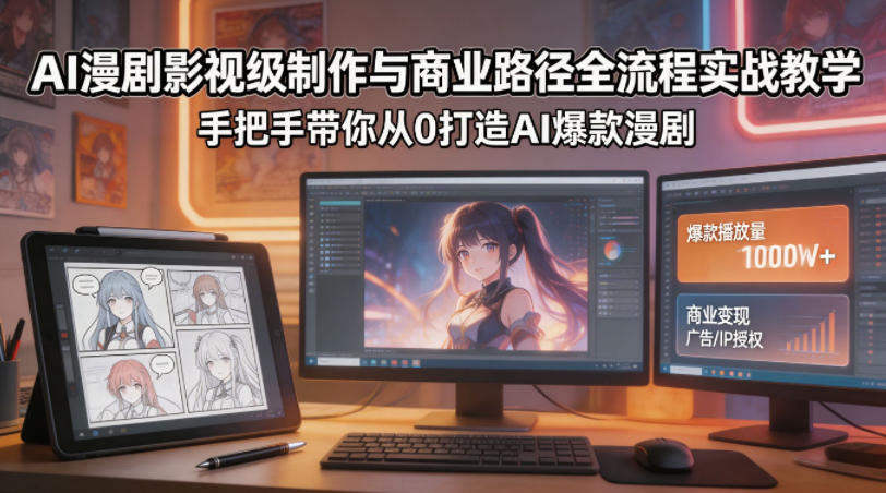AI漫剧影视级制作与商业路径全流程实战教学，手带你从0打造AI爆款漫剧-新时光资源网