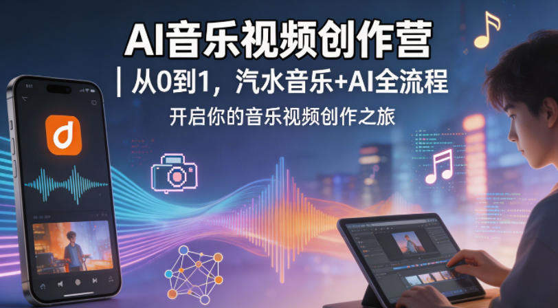 AI音乐视频创作营｜从0到1，汽水音乐+AI全流程，开启你的音乐视频创作之旅-新时光资源网