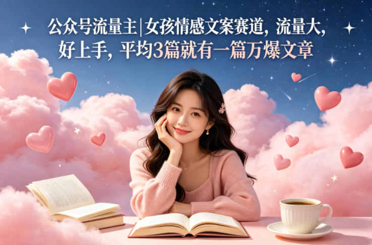 公众号流量主女孩情感文案赛道，流量大，好上手，平均3篇就有一篇万爆文章-新时光资源网