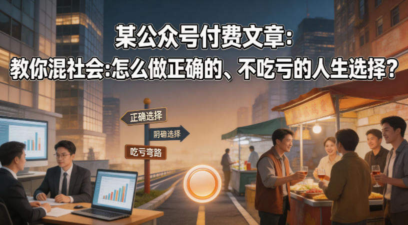 某公众号付费文章：教你混社会：怎么做正确的、不吃亏的人生选择？-新时光资源网