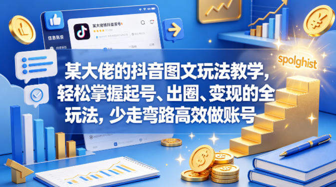 某大佬的抖音图文玩法教学，轻松掌握起号、出圈、变现的全套玩法，少走弯路高效做账号-新时光资源网