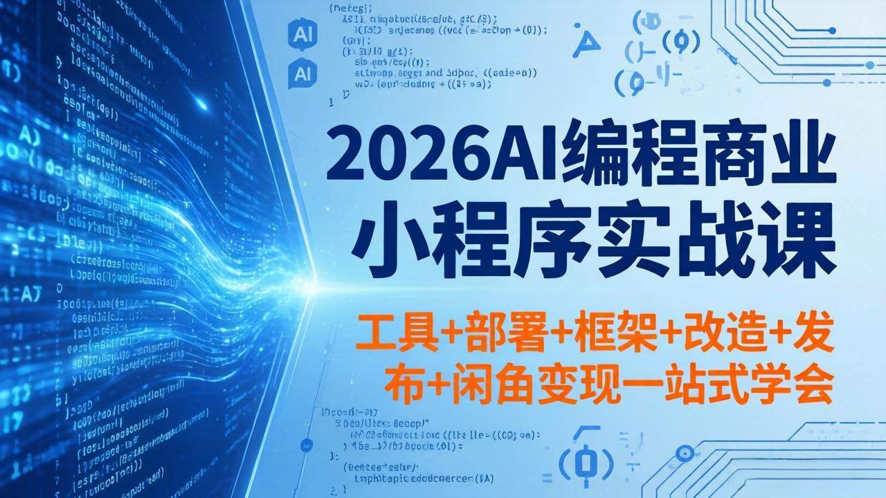 2026AI编程商业小程序实战课，工具+部署+框架+改造+发布+闲鱼变现一站式学会-新时光资源网