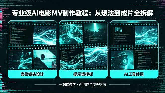 专业级AI电影MV制作教程，从想法到成片全拆解，宫格镜头+提示词模板+AI工具一站式教学-新时光资源网