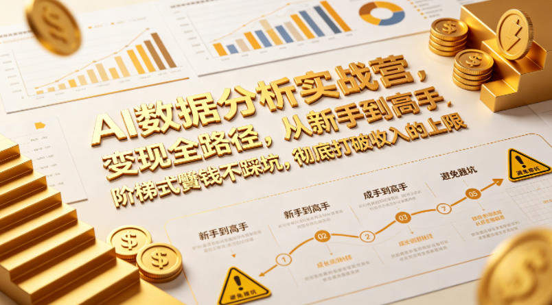AI数据分析实战营，变现全路径，从新手到高手，阶梯式賺钱不踩坑，彻底打破收入的上限-新时光资源网