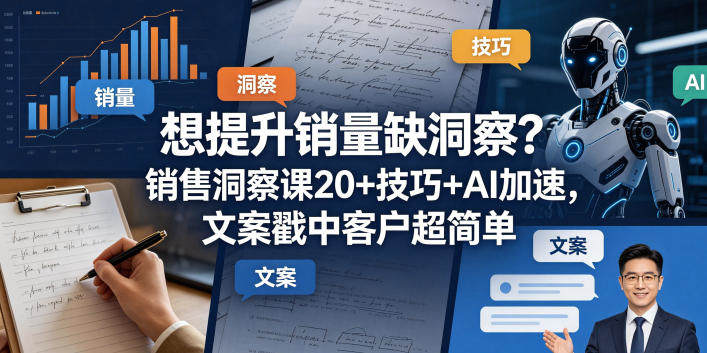 想提升销量缺洞察？销售洞察课20+技巧+AI加速，文案戳中客户超简单【原创双语字幕】-新时光资源网