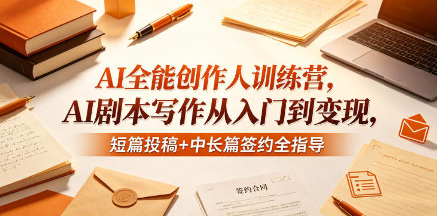 AI全能创作人训练营,AI剧本写作从入门到变现,短篇投稿+中长篇签约全指导-新时光资源网