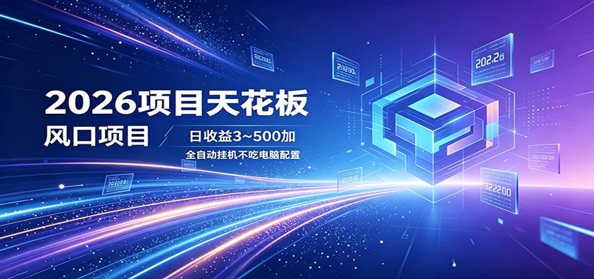 2026项目天花板,风口项目,日收益3~500+全自动挂机,不吃配置-新时光资源网