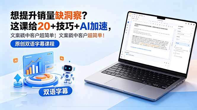 想提升销量缺洞察？这课给 20 + 技巧 + AI 加速，文案戳中客户超简单！【原创双语字幕】-新时光资源网