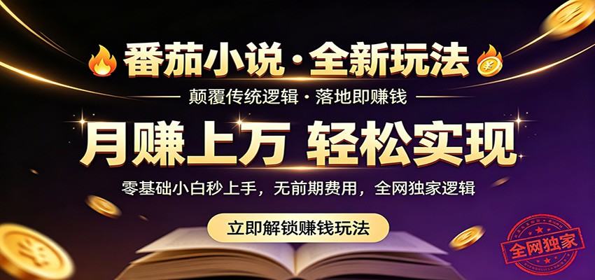 番茄小说5月最新独家玩法，稳定落地实测月入过万！-新时光资源网