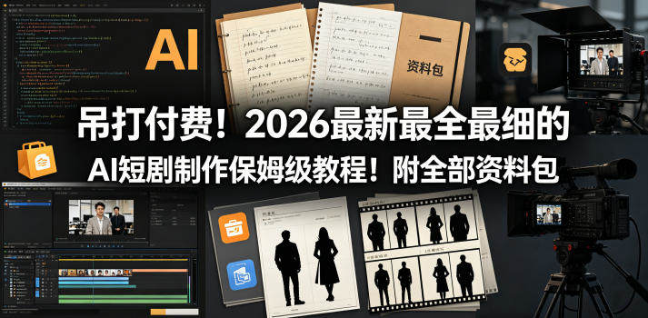 吊打付费!2026最新最全最细的AI短剧制作保姆级教程!附全部资料包-新时光资源网