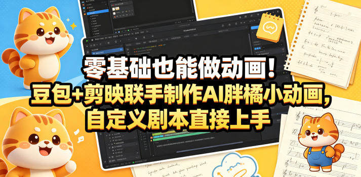 零基础也能做动画！豆包+剪映联手制作AI胖橘小动画，自定义剧本直接上手-新时光资源网