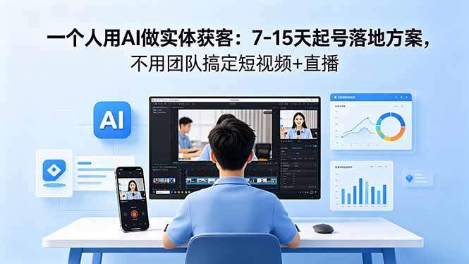 一个人用AI做实体获客：7-15天起号落地方案，不用团队搞定短视频+直播-新时光资源网