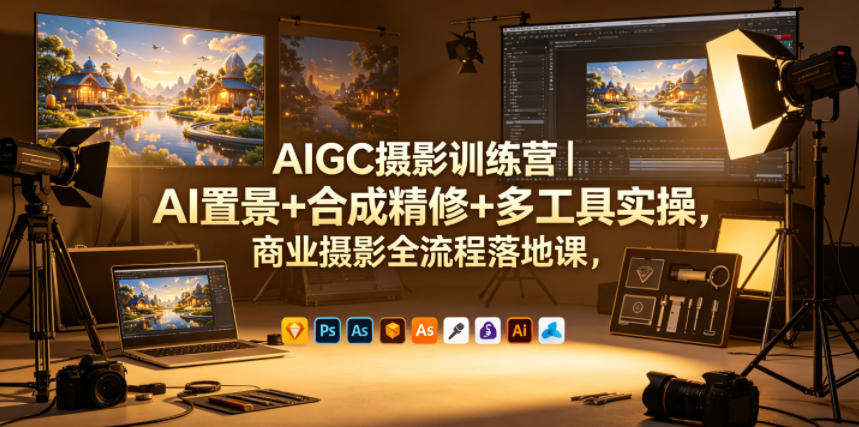 AIGC摄影训练营｜AI置景+合成精修+多工具实操，商业摄影全流程落地课-新时光资源网