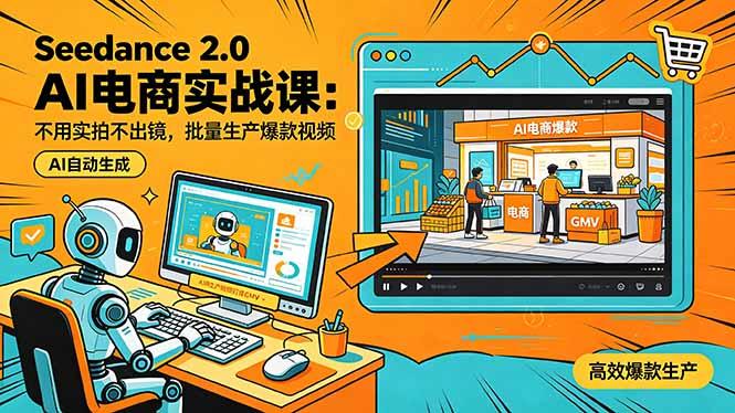 Seedance 2.0 AI电商实战课：不用实拍不出镜，批量生产爆款视频打爆GMV-新时光资源网