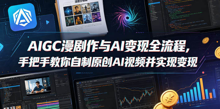 AIGC漫剧创作与AI变现全流程，手把手教你自制原创AI视频并实现变现-新时光资源网