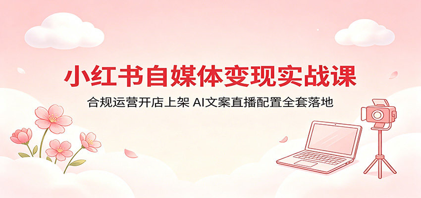 小红书自媒体变现实战课：合规运营开店上架，AI文案直播配置全套落地-新时光资源网