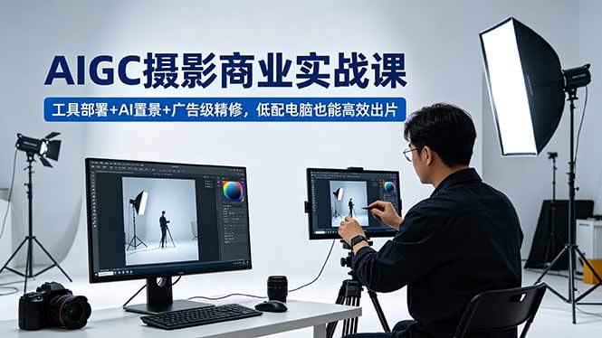 AIGC 摄影商业实战课，工具部署+AI置景+广告级精修，低配电脑也能高效出片-新时光资源网