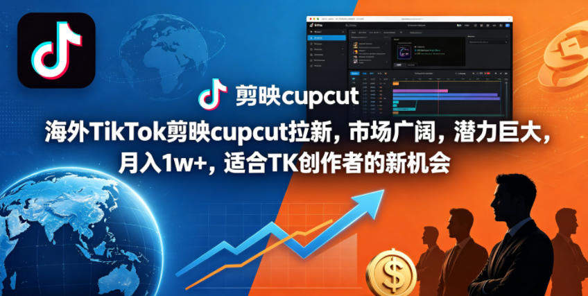 海外TikTok剪映cupcut拉新，市场广阔，潜力巨大，月入1w+，适合TK创作者的新机会-新时光资源网