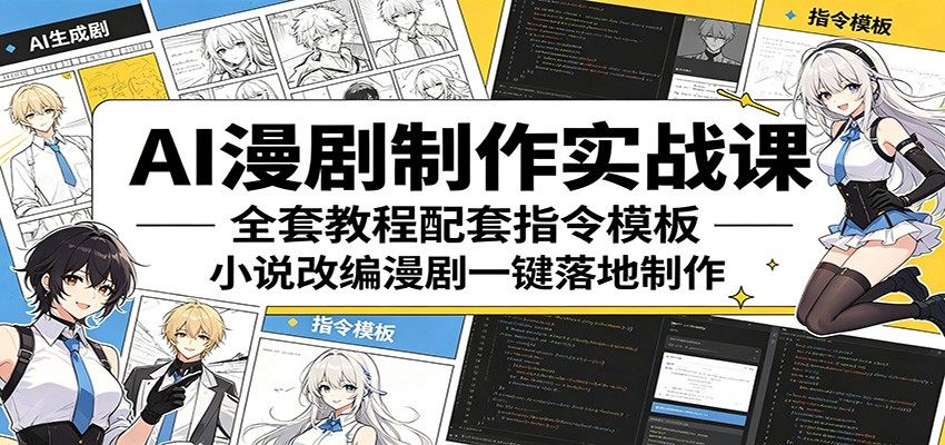 AI漫剧制作实战课：全套教程配套指令模板，小说改编漫剧一键落地制作-新时光资源网