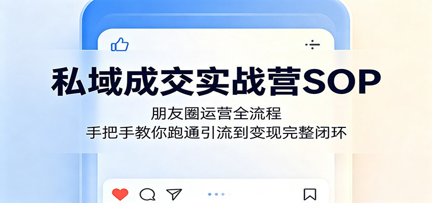 私域成交实战营SOP：朋友圈运营全流程，手把手教你跑通引流到变现完整闭环-新时光资源网