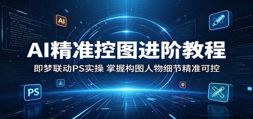 AI精准控图进阶教程:即梦联动PS实操,掌握构图人物细节精准可控-新时光资源网