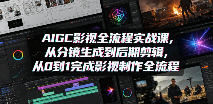 AIGC影视全流程实战课，从分镜生成到后期剪辑，从0到1完成影视制作全流程-新时光资源网